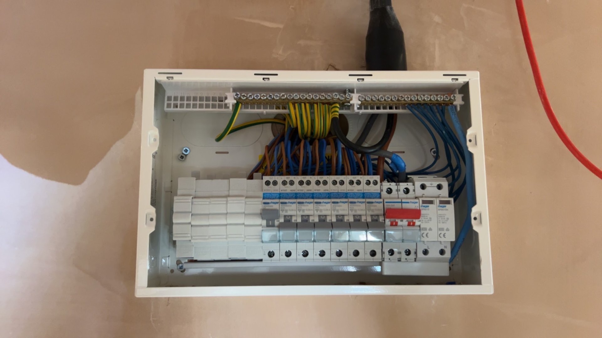 Hager consumer unit with neatly wired RCBOs