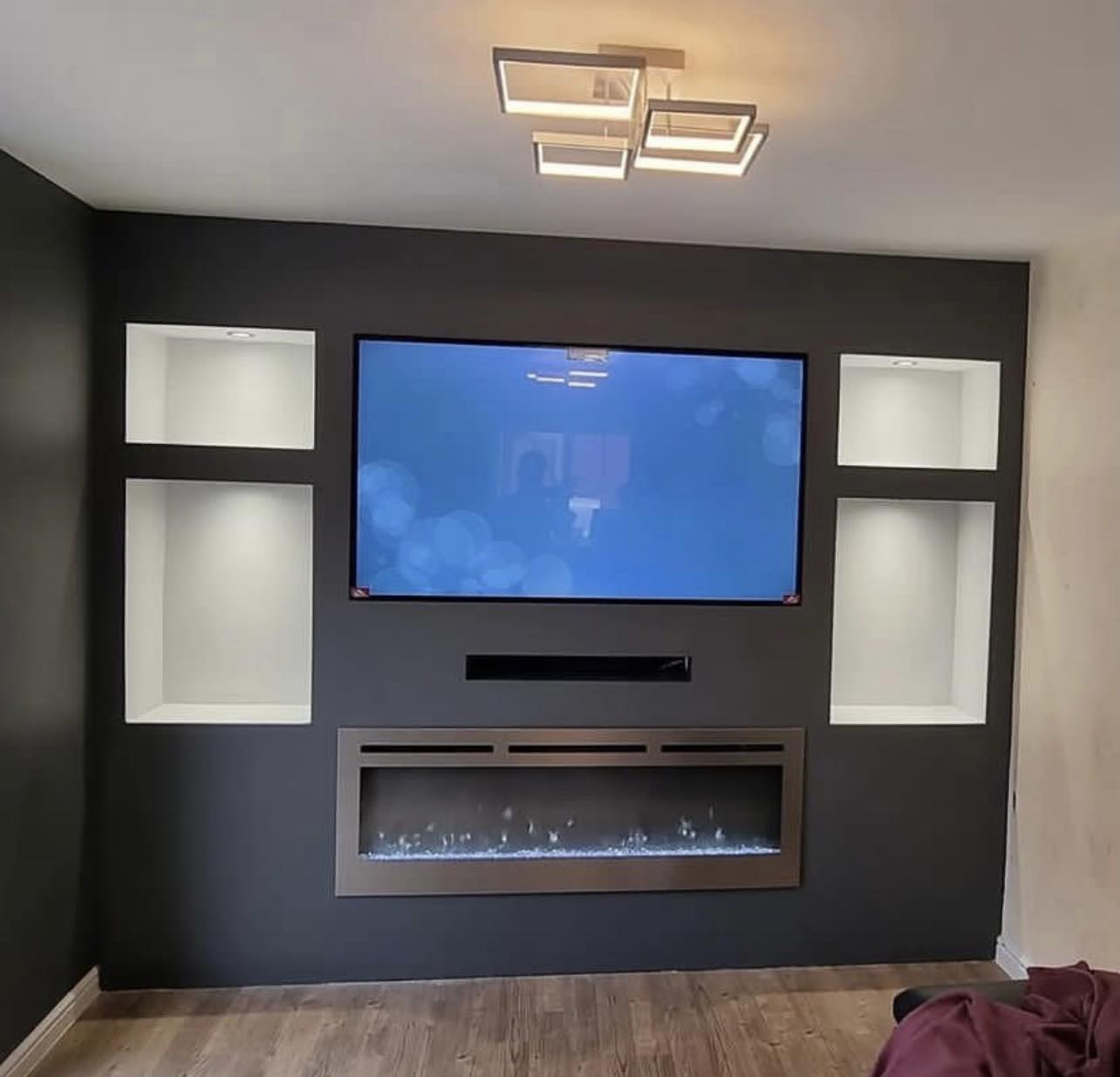 TV wall-mount with concealed wiring installation
