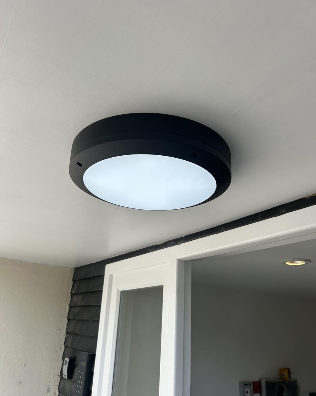 Large round LED ceiling light installation