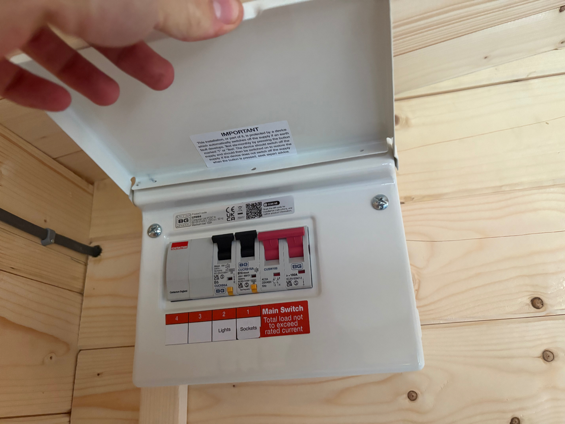 BG consumer unit with RCBO and 100A main switch