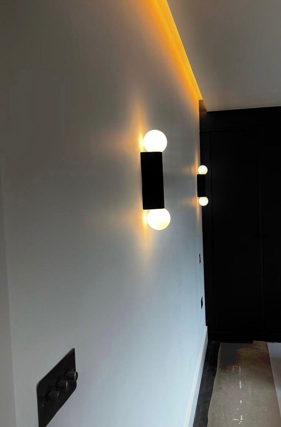 Modern dual-globe wall light fitting installed by LJK Electrical